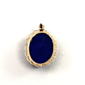 14K Yellow Gold Oval Blue Lapis Pendant
