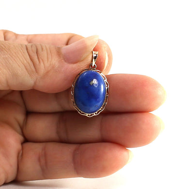 14K Yellow Gold Oval Blue Lapis Pendant