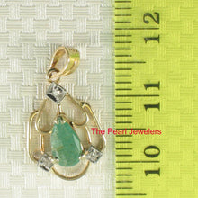 Load image into Gallery viewer, 14K Yellow Gold Pear Emerald &amp; Diamond Pendant