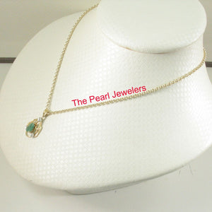 14K Yellow Gold Pear Emerald & Diamond Pendant