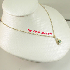 14K Yellow Gold Pear Emerald & Diamond Pendant