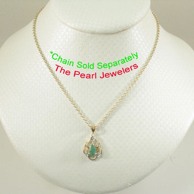 14K Yellow Gold Pear Emerald & Diamond Pendant
