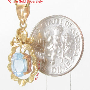 14K Yellow Gold Pineapple Blue Topaz Pendant