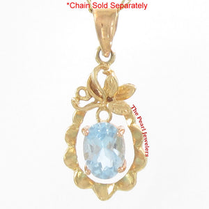 14K Yellow Gold Pineapple Blue Topaz Pendant