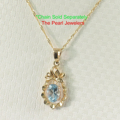 14K Yellow Gold Pineapple Blue Topaz Pendant