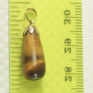 14K Yellow Gold Raindrop Tiger Eye Pendant