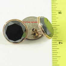 Load image into Gallery viewer, 14k Yellow Gold Rope Frame Design Faced Tablet Black Hematite Stud Earrings