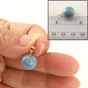 14K Yellow Gold Round Aquamarine Pendant (12mm)