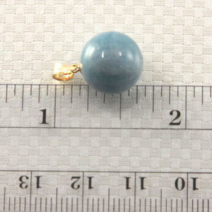 14K Yellow Gold Round Aquamarine Pendant (12mm)