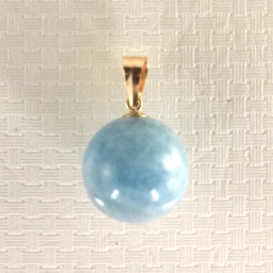 14K Yellow Gold Round Aquamarine Pendant (12mm)