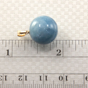 14K Yellow Gold Round Aquamarine Pendant (14.5mm)