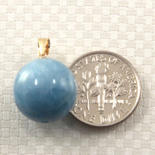 Load image into Gallery viewer, 14K Yellow Gold Round Aquamarine Pendant (14.5mm)