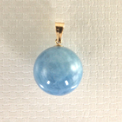 14K Yellow Gold Round Aquamarine Pendant (14.5mm)