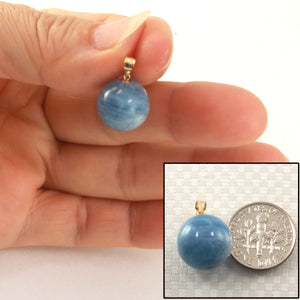 14K Yellow Gold Round Aquamarine Pendant (14mm)