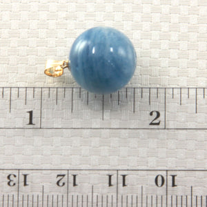 14K Yellow Gold Round Aquamarine Pendant (14mm)