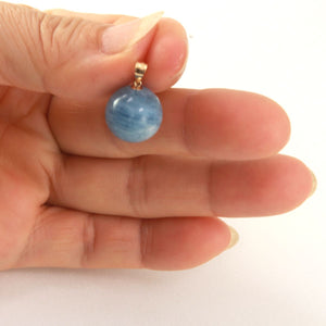 14K Yellow Gold Round Aquamarine Pendant (14mm)
