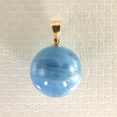 14K Yellow Gold Round Aquamarine Pendant (14mm)