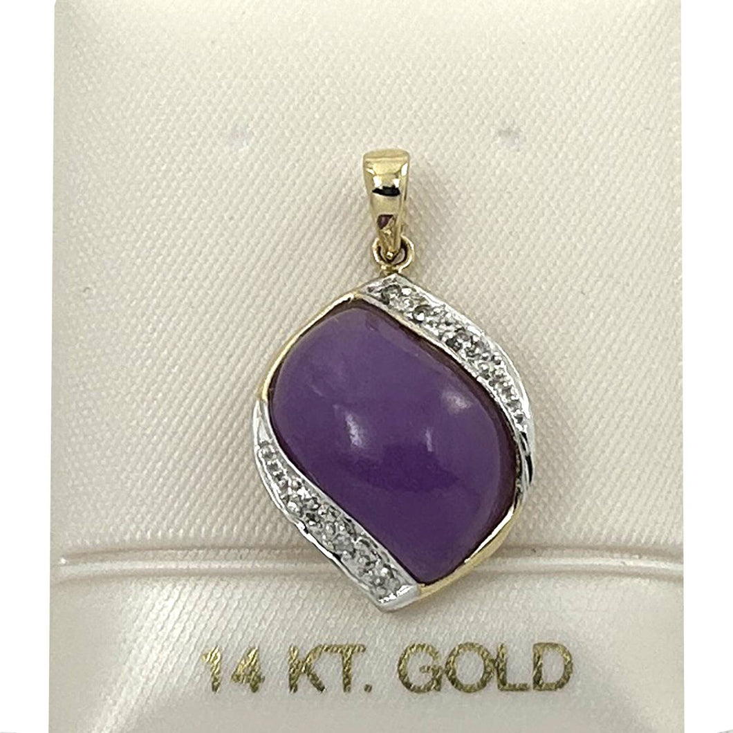 S-Shape Lavender Jade 14k Gold Pendant