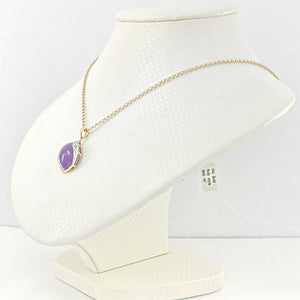 S-Shape Lavender Jade 14k Gold Pendant