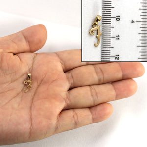 14K Yellow Gold Script Initial F Pendant Charm