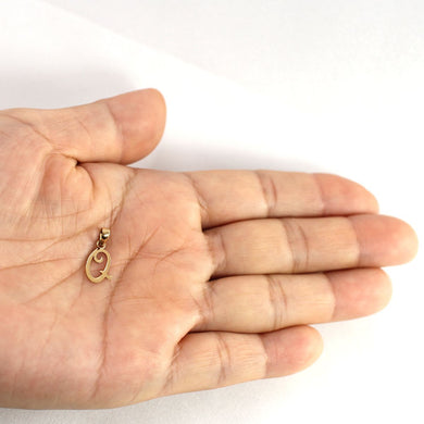 14K Yellow Gold Script Initial Q Pendant Charm