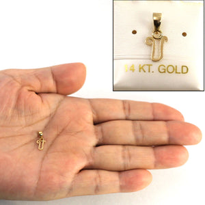 14K Yellow Gold Script Initial U Pendant Charm