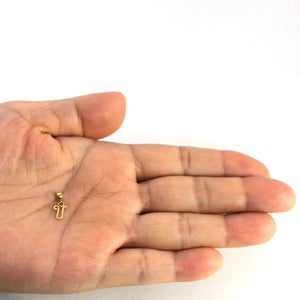 14K Yellow Gold Script Initial U Pendant Charm