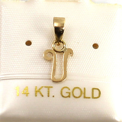14K Yellow Gold Script Initial U Pendant Charm