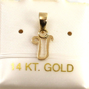 14K Yellow Gold Script Initial U Pendant Charm