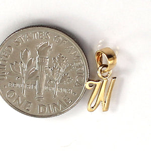 14K Yellow Gold Script Initial W Pendant Charm