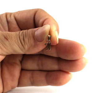 14K Yellow Gold Script Initial W Pendant Charm