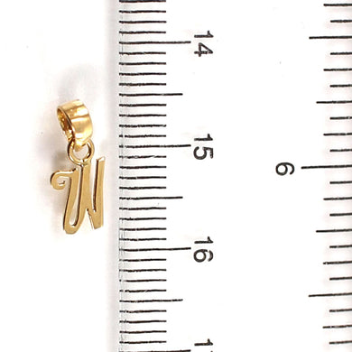 14K Yellow Gold Script Initial W Pendant Charm