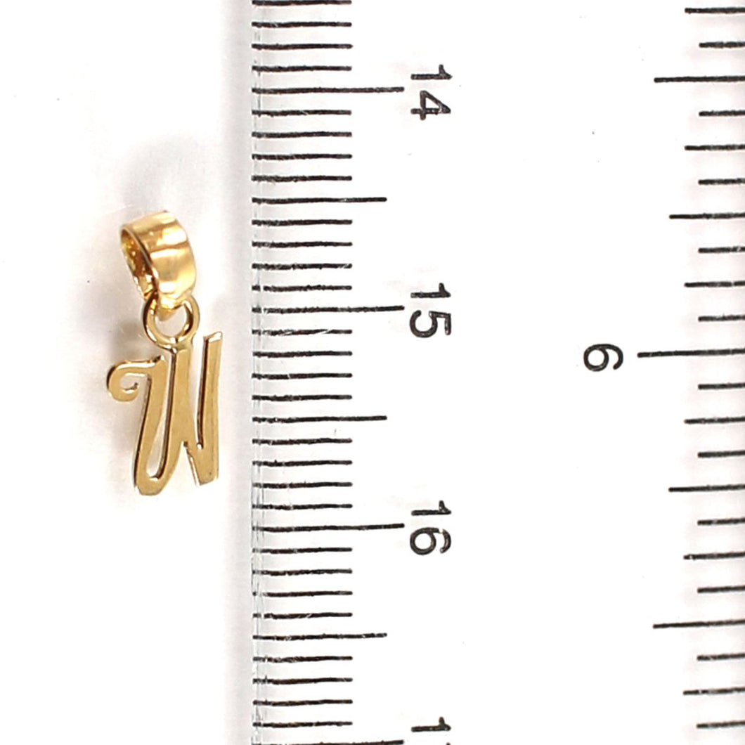 14K Yellow Gold Script Initial W Pendant Charm