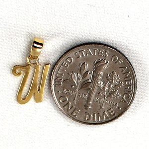 14K Yellow Gold Script Initial W Pendant Charm