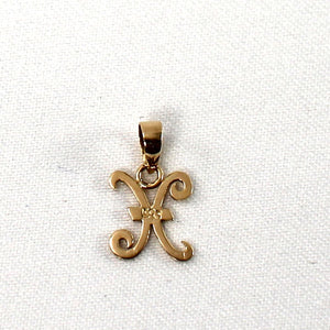 14K Yellow Gold Script Initial X Pendant Charm