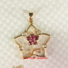 Load image into Gallery viewer, 14K Yellow Gold Star Ruby &amp; Diamond Pendant