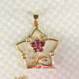 14K Yellow Gold Star Ruby & Diamond Pendant
