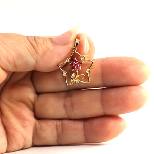 14K Yellow Gold Star Ruby & Diamond Pendant