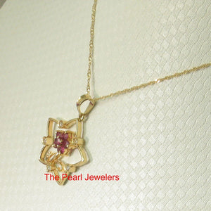 14K Yellow Gold Star Ruby & Diamond Pendant