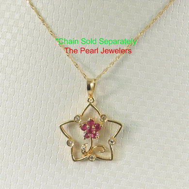 14K Yellow Gold Star Ruby & Diamond Pendant