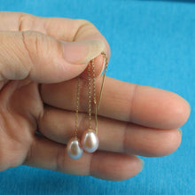 Load image into Gallery viewer, 14k Yellow Gold Threader Chain Multi-Color Raindrop Pearl Earrings