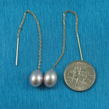 Load image into Gallery viewer, 14k Yellow Gold Threader Chain Multi-Color Raindrop Pearl Earrings