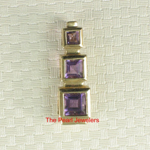 14K Yellow Gold Three-Stone Amethyst Pendant