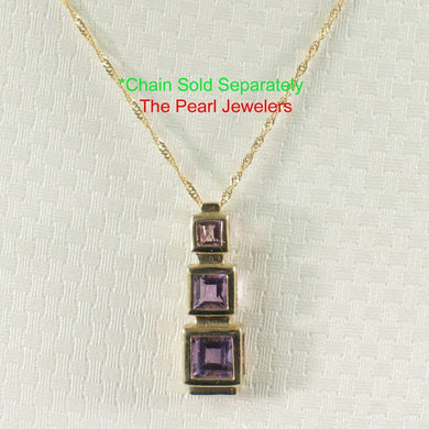 14K Yellow Gold Three-Stone Amethyst Pendant