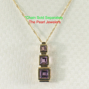 14K Yellow Gold Three-Stone Amethyst Pendant