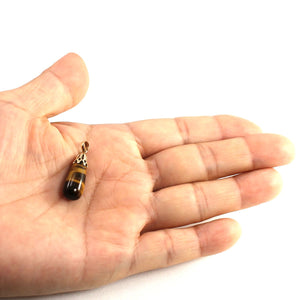 14K Yellow Gold Tiger Eye Raindrop Pendant