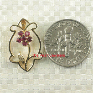 14K Yellow Gold Vase Ruby & Diamond Pendant