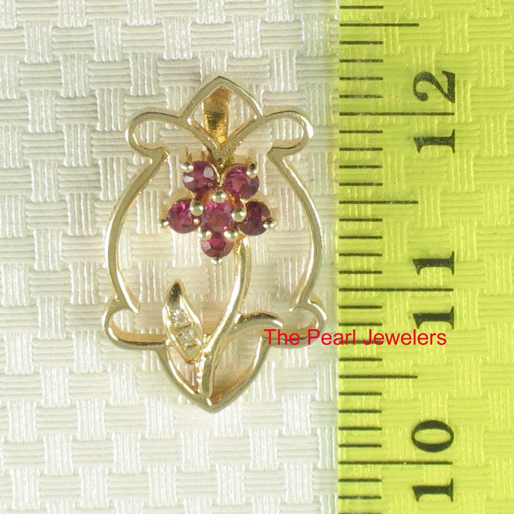 14K Yellow Gold Vase Ruby & Diamond Pendant