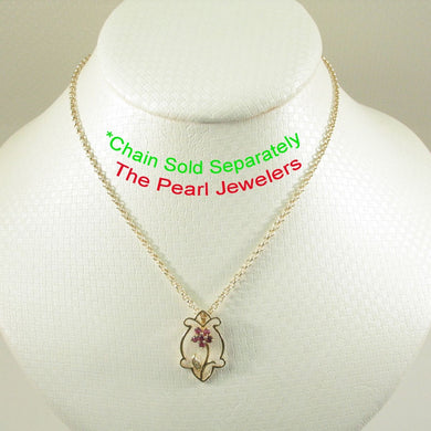 14K Yellow Gold Vase Ruby & Diamond Pendant