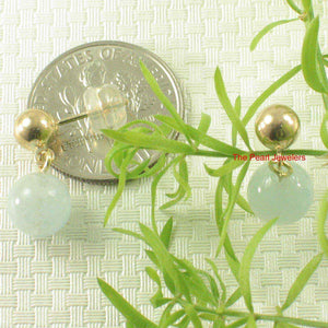 A Well Match Dangle Stud Earrings Blue Aquamarine 14k Yellow Solid Gold
